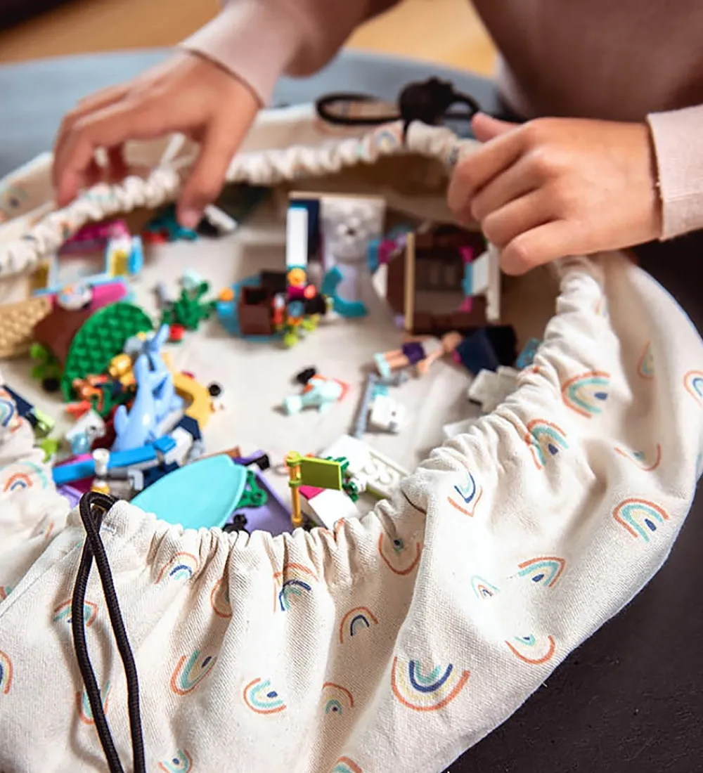 Legetæpper Og Legegulve|Opbevaringstæpper-Play&Go Legetøjstæppe - Ø: 40cm - Mini Rainbows