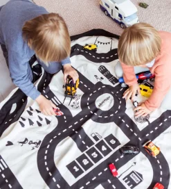 Opbevaringstæpper-Play&Go Legetøjstæppe - Ø140 cm - Vejbane
