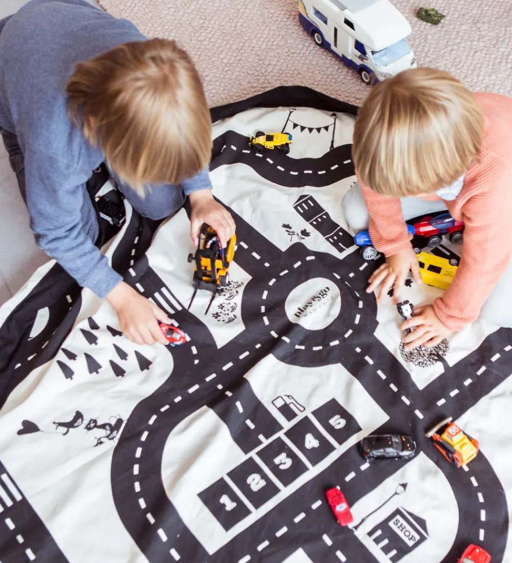 Opbevaringstæpper-Play&Go Legetøjstæppe - Ø140 cm - Vejbane