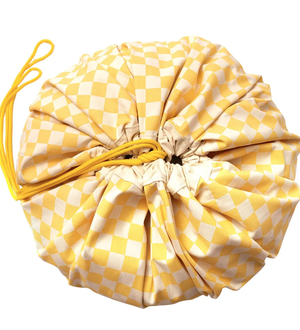 Legetæpper Og Legegulve|Opbevaringstæpper-Play&Go Legetøjstæppe - Ø140 cm - Vichy Yellow