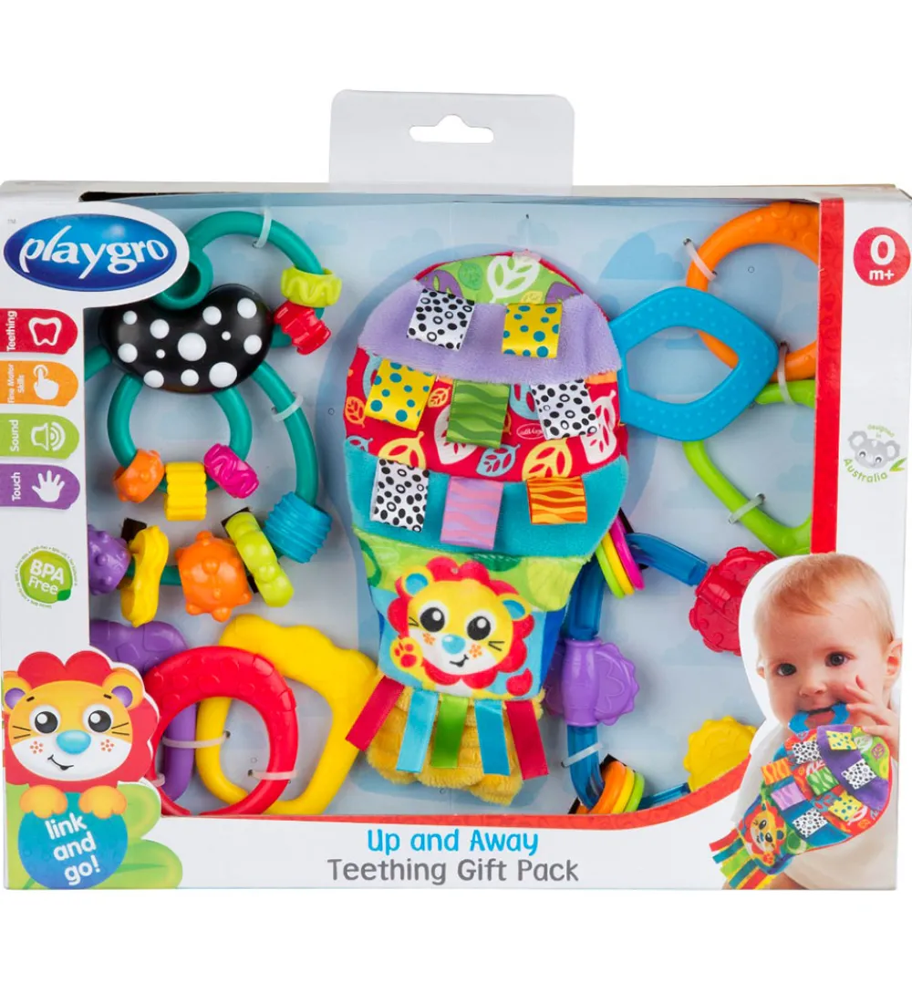 Playgro Bideringe*Gavesæt - Bidelegetøj - Up and Away - 4 Dele