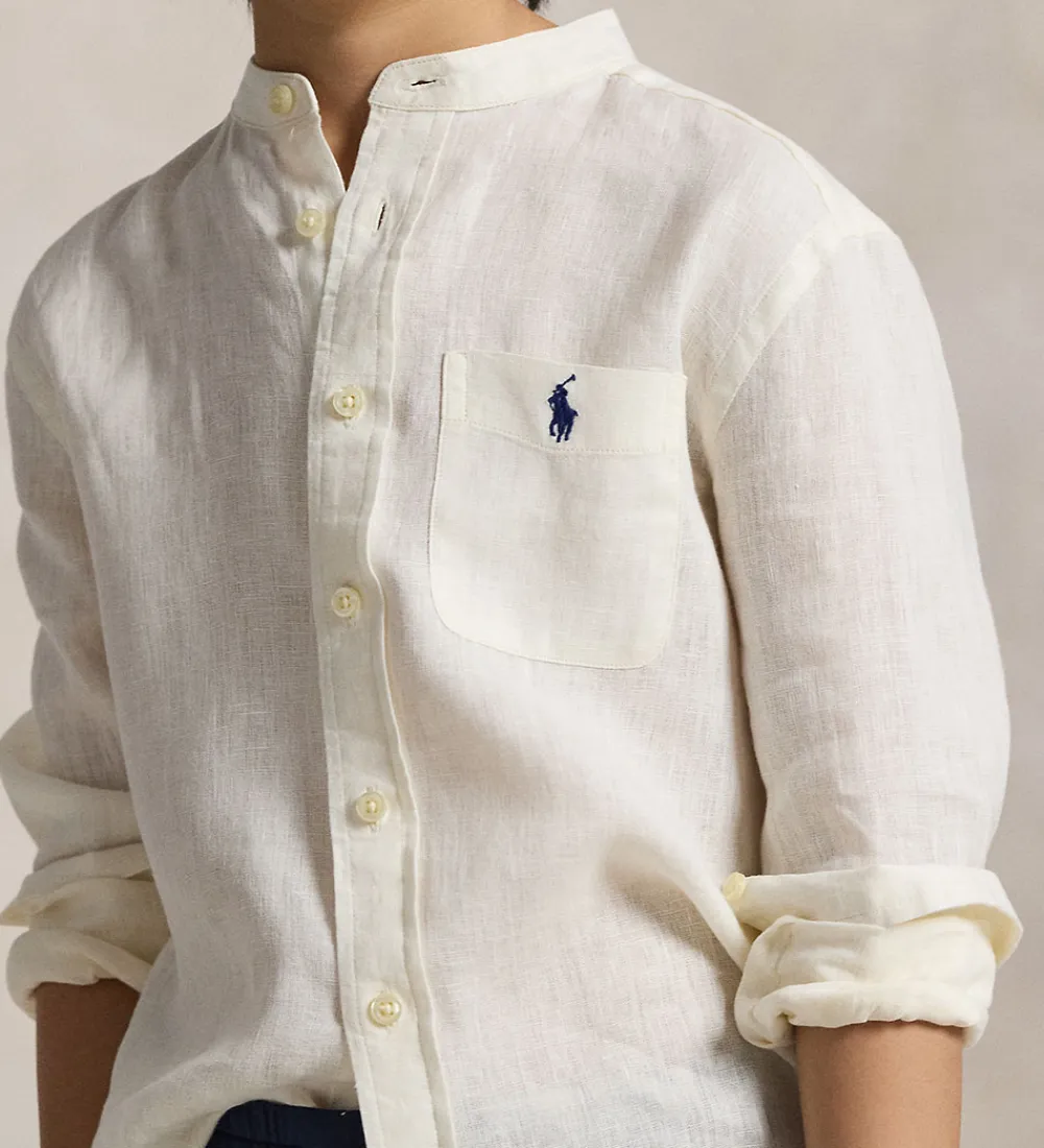 Konfirmationstøj-Polo Ralph Lauren Skjorte - Hør- Postboy - Hvid