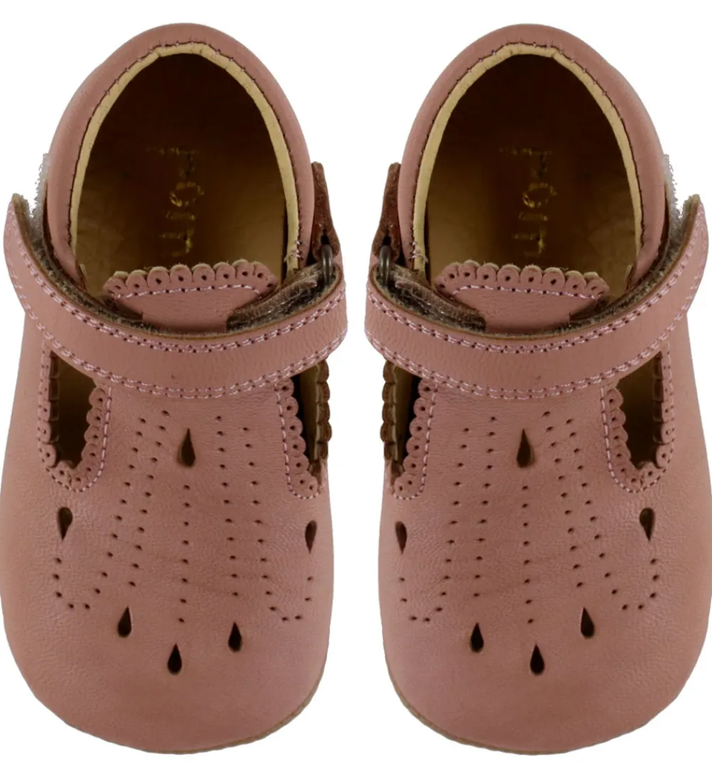 Begyndersko-Pom Pom Ballerina Hjemmesko - T-Bar - Nostalgic Rose