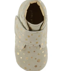 Børnesko Og Babysko|Begyndersko-Pom Pom Skindfutter - Beginners Velcro - Noos - Gold Dot