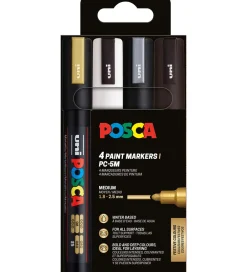 Tuscher Og Farver-Posca Tuscher - PC-5M - 4 stk. - Sort/Hvid/Sølv/Guld