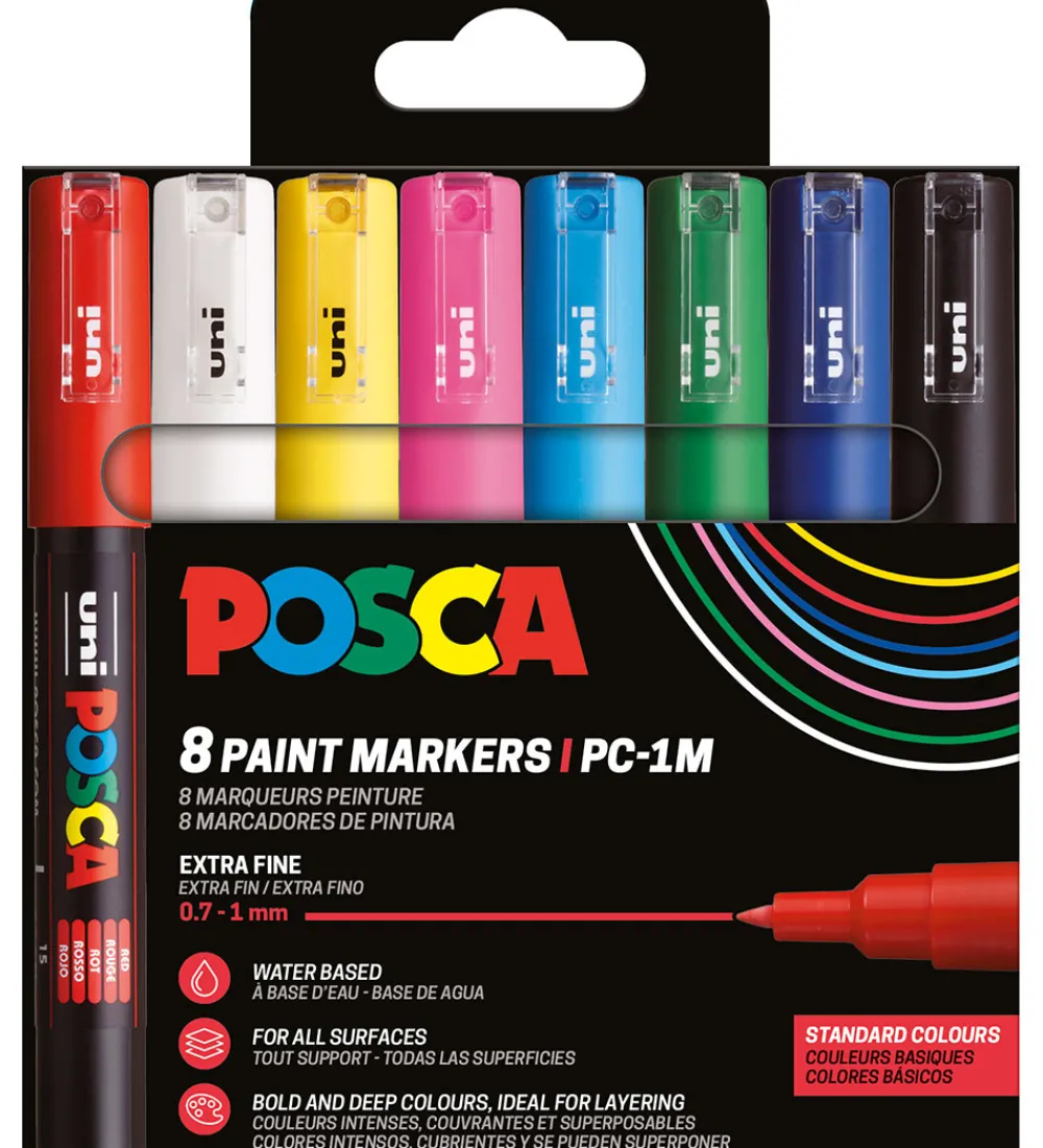 Posca Tuscher Og Farver*Tuscher - PC-1M - 8 stk. - Multifarvet