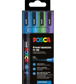 Tuscher Og Farver-Posca Tuscher - PC-3M - 4 stk. - Blå/Grøn/Lilla m. Glimmer