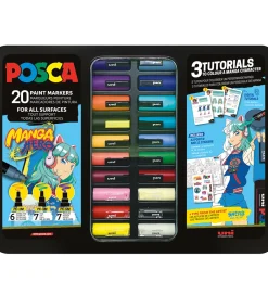 Tuscher Og Farver|Kreativ Leg-Posca Tuscher m. Metalkasse - 20 stk. - Manga Hero