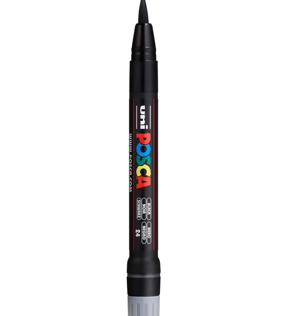 Posca Tuscher Og Farver*Tuscher m. Pensel-spids - PCF-350 - 3 stk. - Hvid/Sort