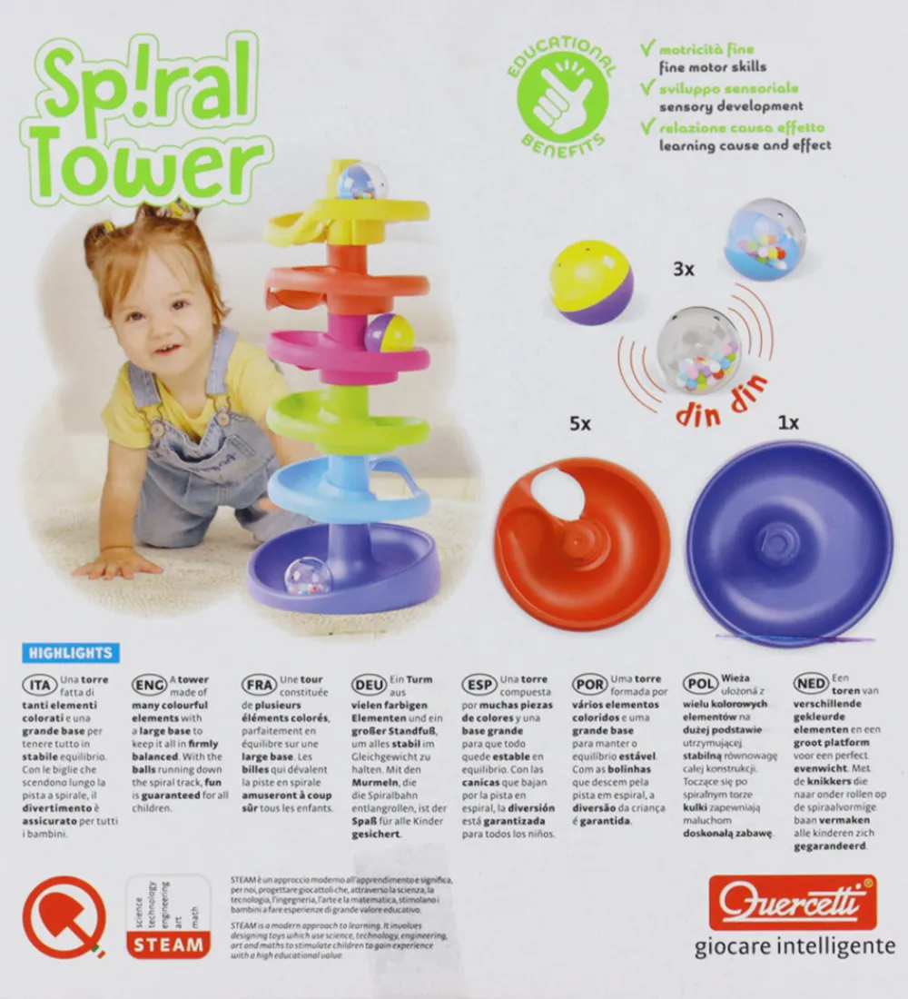Quercetti Kuglebaner*Kuglebane - Spiral Tower - 10 Dele - 6501