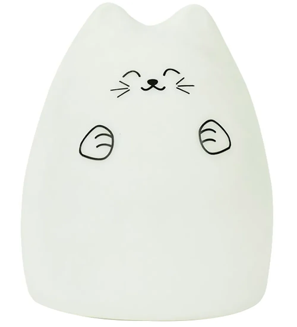 Natlamper-Rabbit & Friends Lampe - 15x11 cm - Kat - Hvid