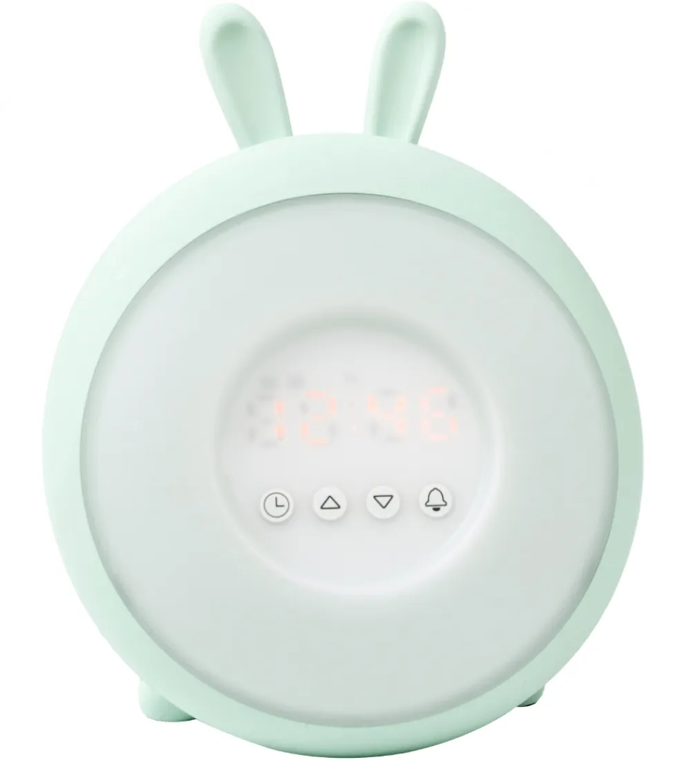 Fritstående Lamper|Natlamper-Rabbit & Friends Vækkeur m. Lys - 20x15x6 cm - Wake Up - Grøn
