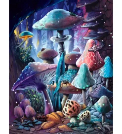Puslespil-Ravensburger Puslespil - 500 Brikker - Moonlight Mushroom - Glow
