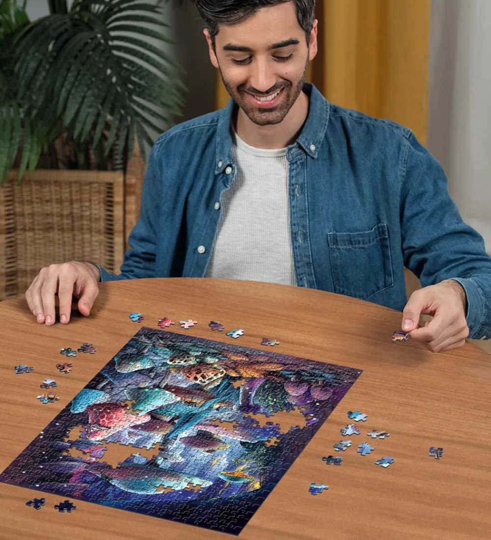 Puslespil-Ravensburger Puslespil - 500 Brikker - Moonlight Mushroom - Glow
