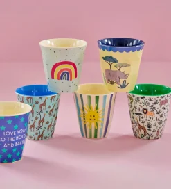 Rice Kop Og Tudekop*Kopper - Melamin - 6 stk. - 160 ml - Blå/Funky Prints