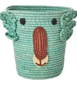 Kurve|Opbevaring-Rice Opbevaringskurv - Raffia/Søgræs - 20x30 cm - Aqua/Koala