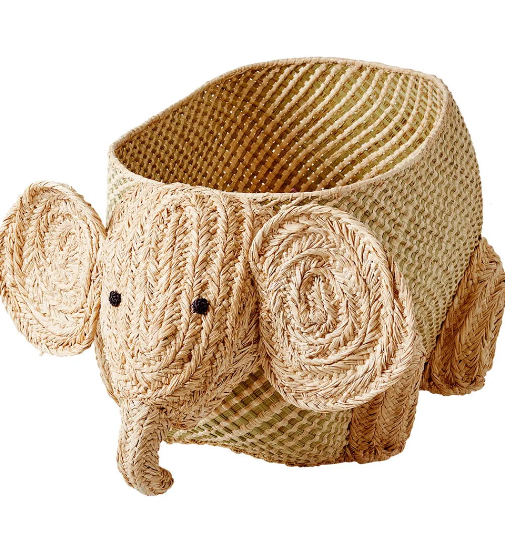 Rice Kurve*Opbevaringskurv - Raffia/Søgræs - Stor Elefant - Natur