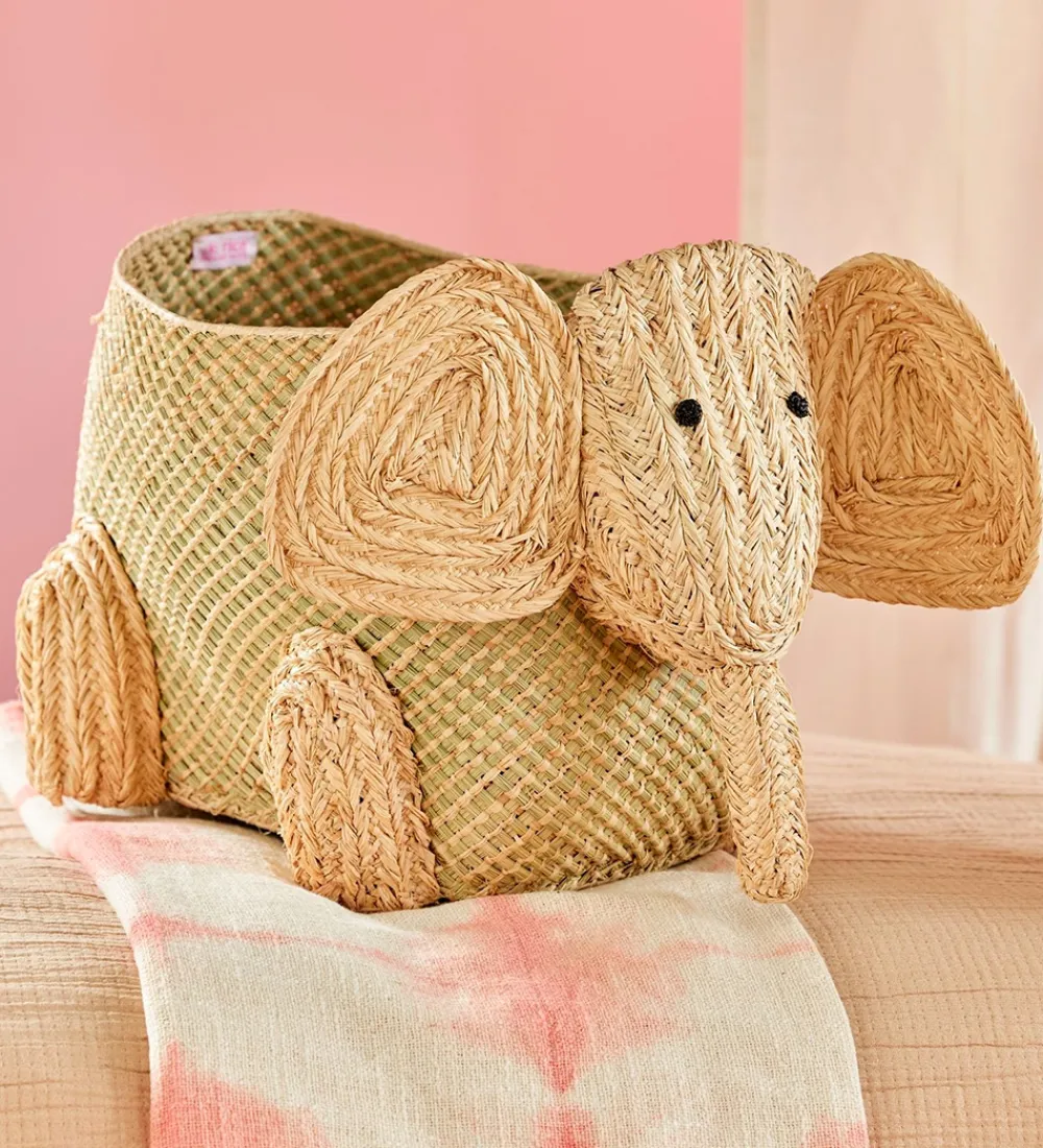 Rice Kurve*Opbevaringskurv - Raffia/Søgræs - Stor Elefant - Natur