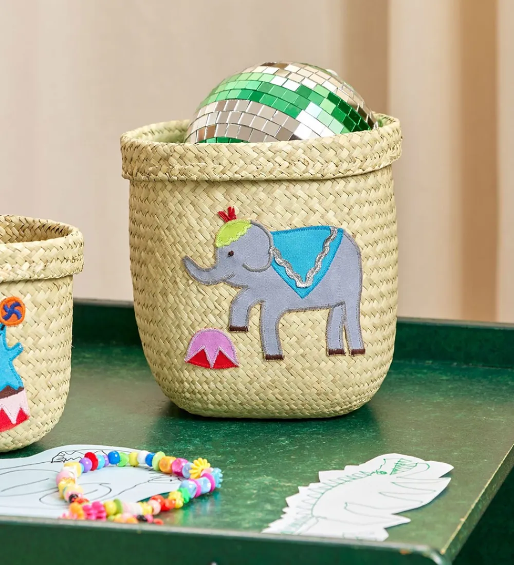 Kurve|Opbevaring-Rice Opbevaringskurv - Raffia/Søgræs - Circus - 20x20 cm - Natur