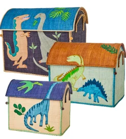 Rice Kurve*Opbevaringskurve - Raffia - 3 stk. - 52/45/37 cm - Dinosaur