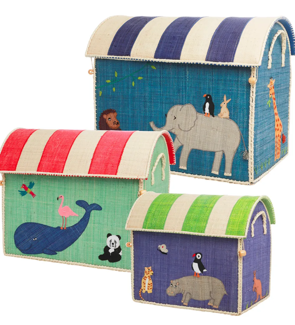 Rice Kurve*Opbevaringskurve - Raffia - 3 stk. - 52/45/37 cm - Animal