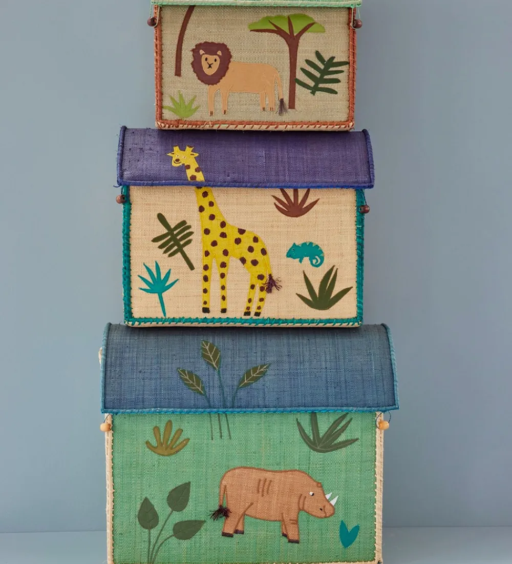 Rice Kurve*Opbevaringskurve - Raffia - 3 stk. - 52/45/37 cm - Animal