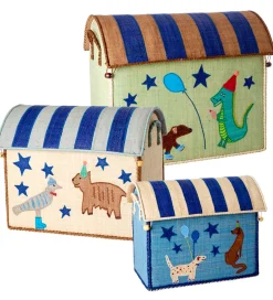 Rice Kurve*Opbevaringskurve - Raffia - 3 stk. - 52/45/37 cm - Blue Par
