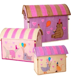 Rice Kurve*Opbevaringskurve - Raffia - 3 stk. - 52/45/37 cm - Pink Par
