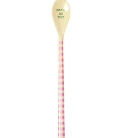 Børnebestik|Babyskeer-Rice Ske - Melamin - Latte - Pink/Check It Out