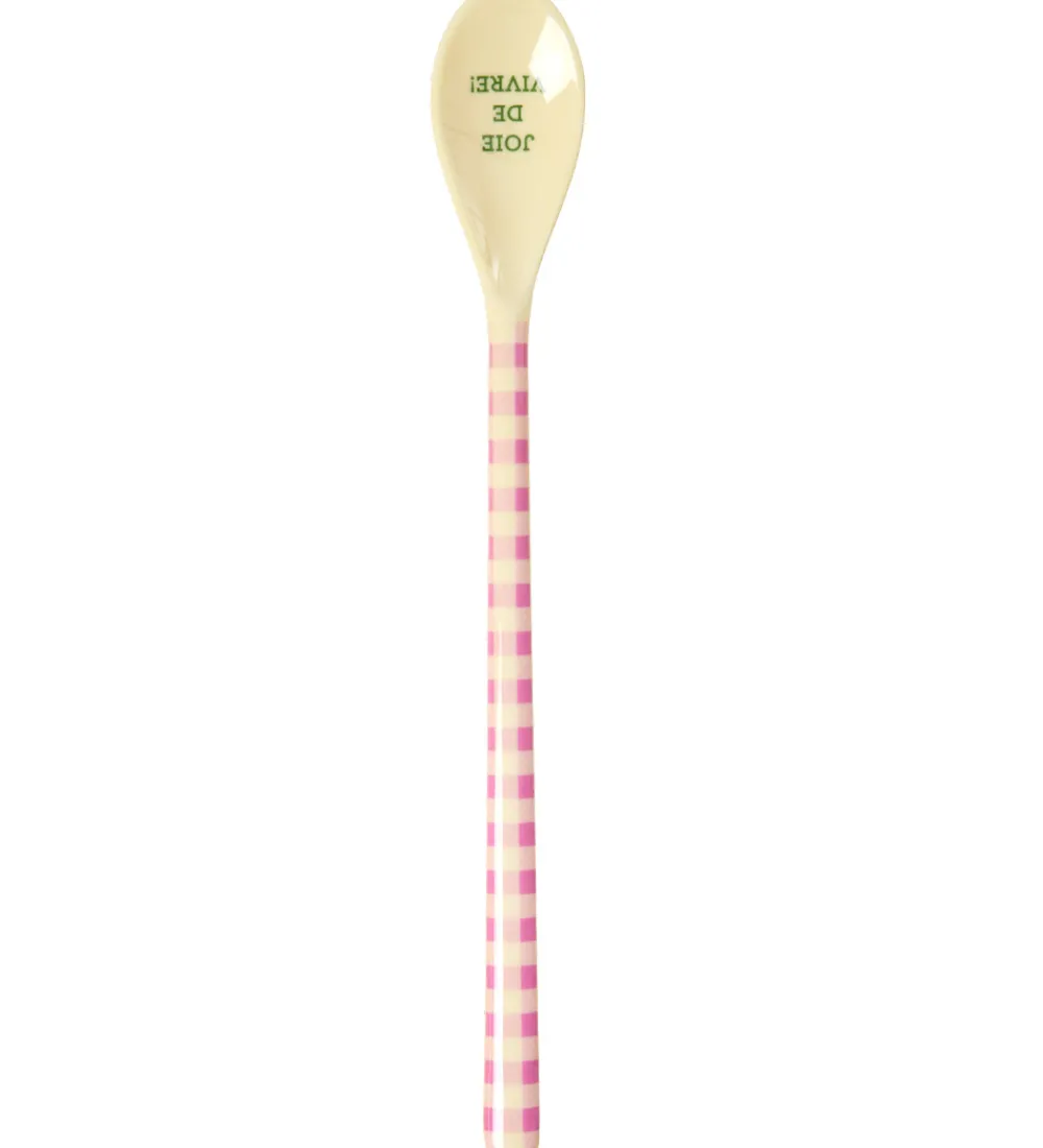 Børnebestik|Babyskeer-Rice Ske - Melamin - Latte - Pink/Check It Out