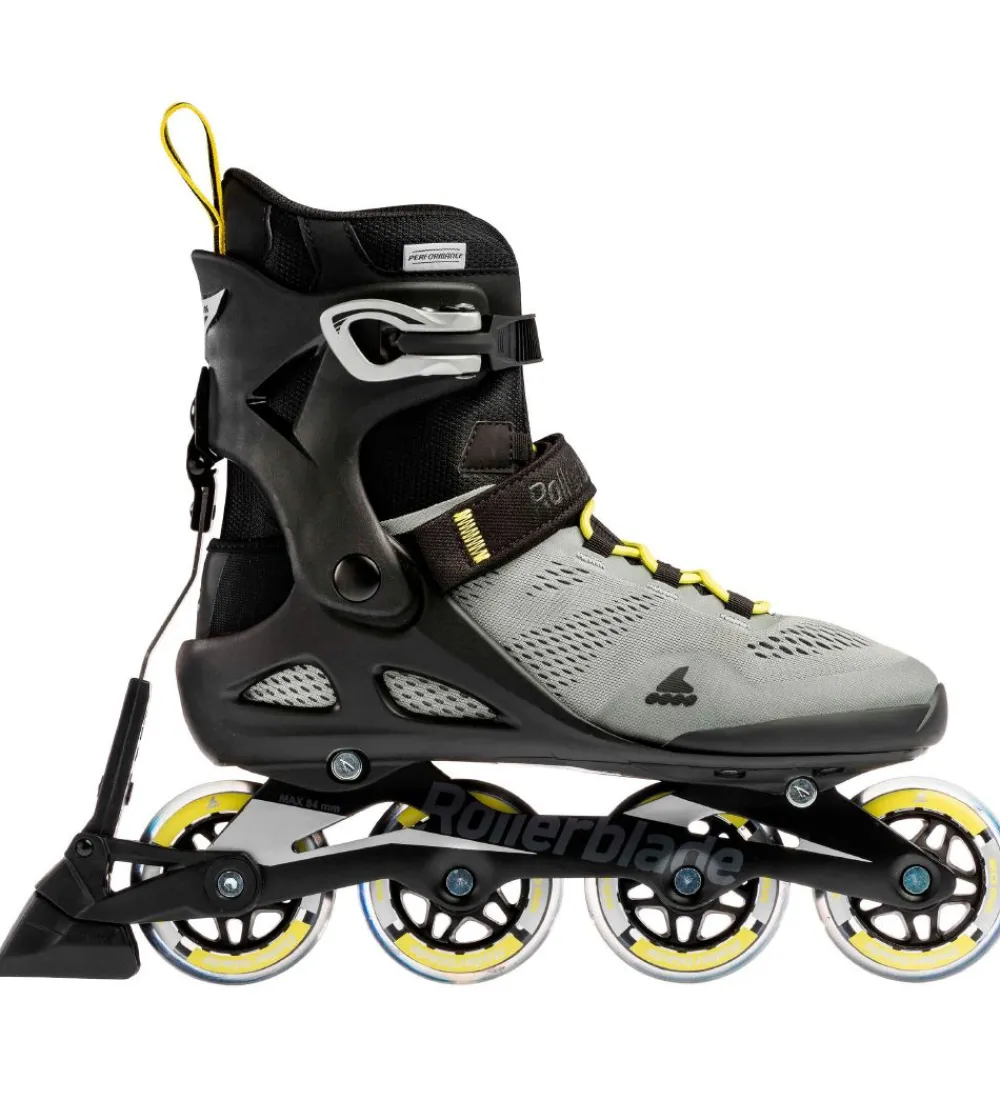 Rulleskøjter|Rulleskøjter-Rollerblade Rulleskøjter - Macroblade - 80 ABT - Silver/Neon Yel