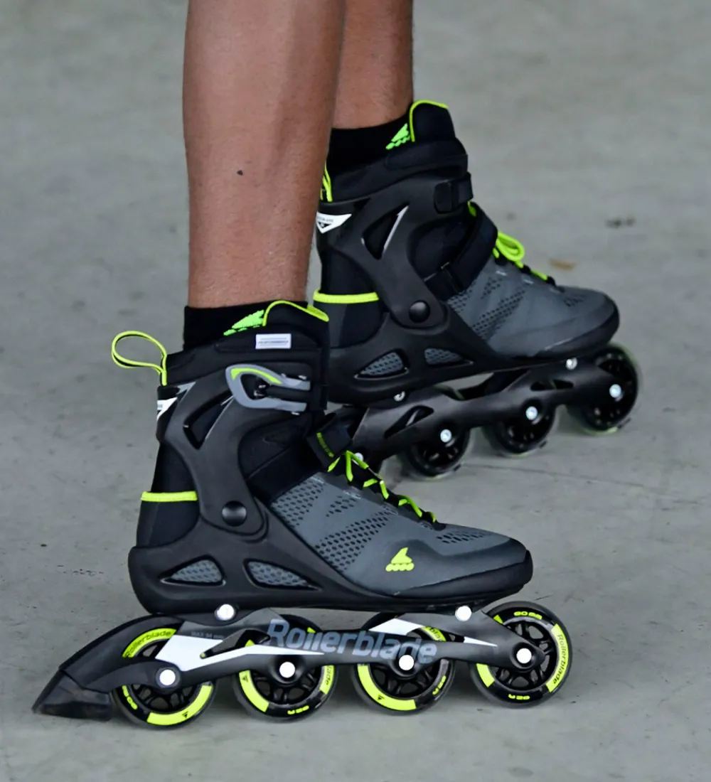 Rulleskøjter|Rulleskøjter-Rollerblade Rulleskøjter - Macroblade 80 - Black/Lime - Inliner