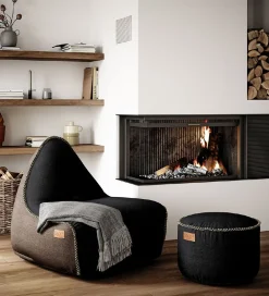Sækkestole|Stole-SACKit Sækkestol - Canvas Lounge Chair - 96x80x70 cm - Sort/Brun