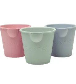 Strandlegetøj-Scrunch Bath Buckets - 3-pak - Sage Green/Dusty Rose/Duck Egg Bl