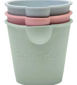 Strandlegetøj-Scrunch Bath Buckets - 3-pak - Sage Green/Dusty Rose/Duck Egg Bl