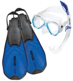 Svømmefødder|Dykkermasker-Seac Snorkelsæt m. Svømmefødder - Tris Zoom JR - Blå