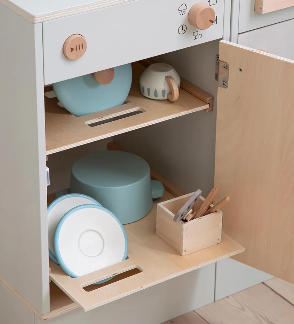 Legekøkken Og Legemøbel-Sebra Legekøkken - Opvaskemaskine - Træ - Seabreeze Beige