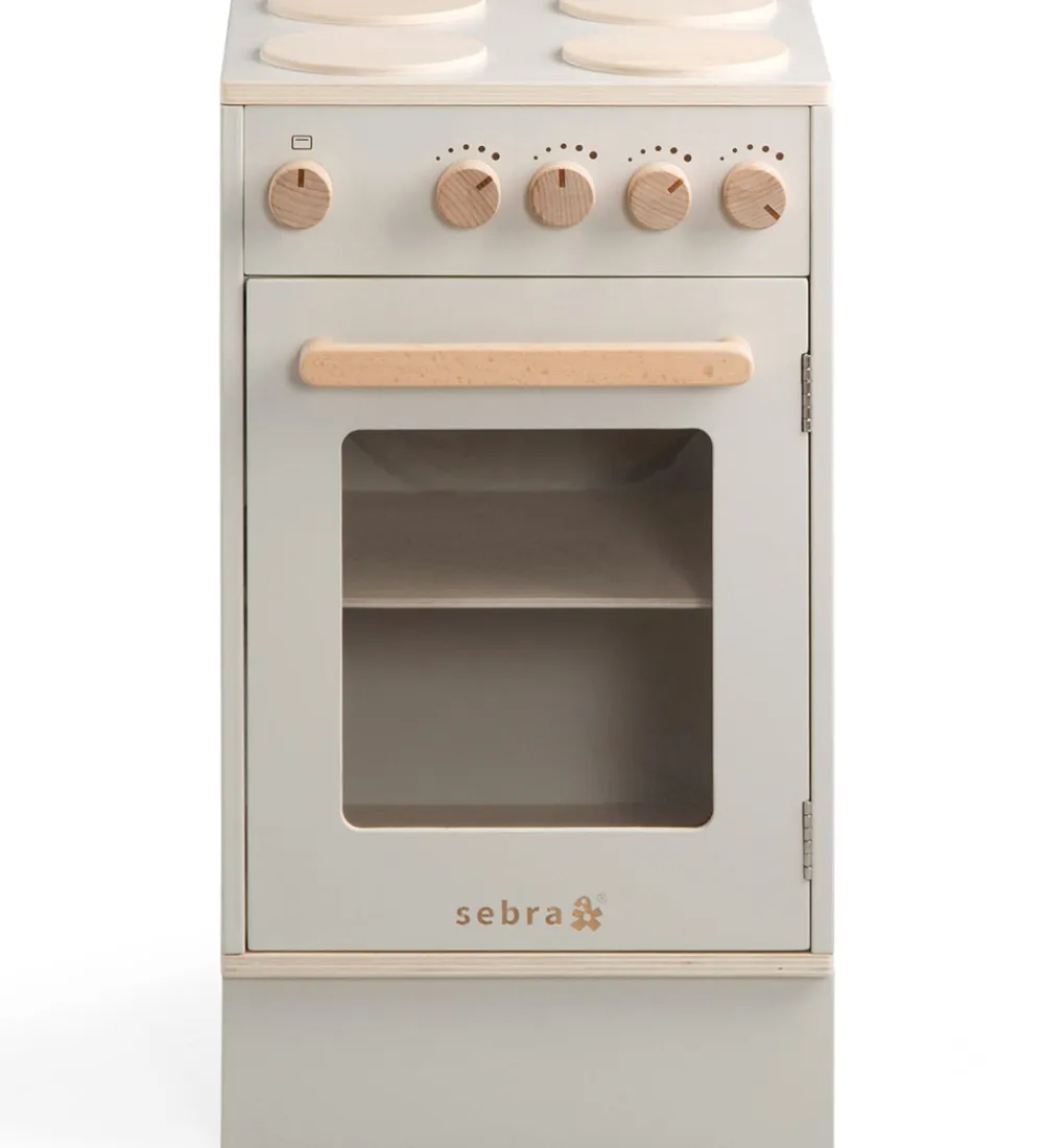 Sebra Legekøkken Og Legemøbel*Legekøkken - Ovn & Komfur - Træ - Seabreeze Beige