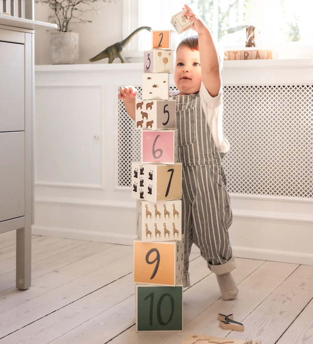 Stablelegetøj-Sebra Stablekasse - World Of - 10 stk - Beige