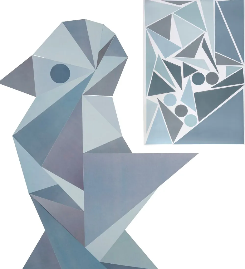 Wallsticker-Sebra Wallstickers - Blå Geometrisk Fugl