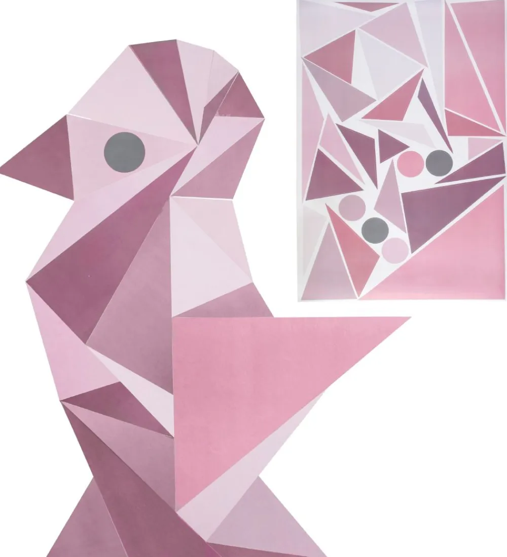Sebra Wallsticker*Wallstickers - Rosa Geometrisk Fugl