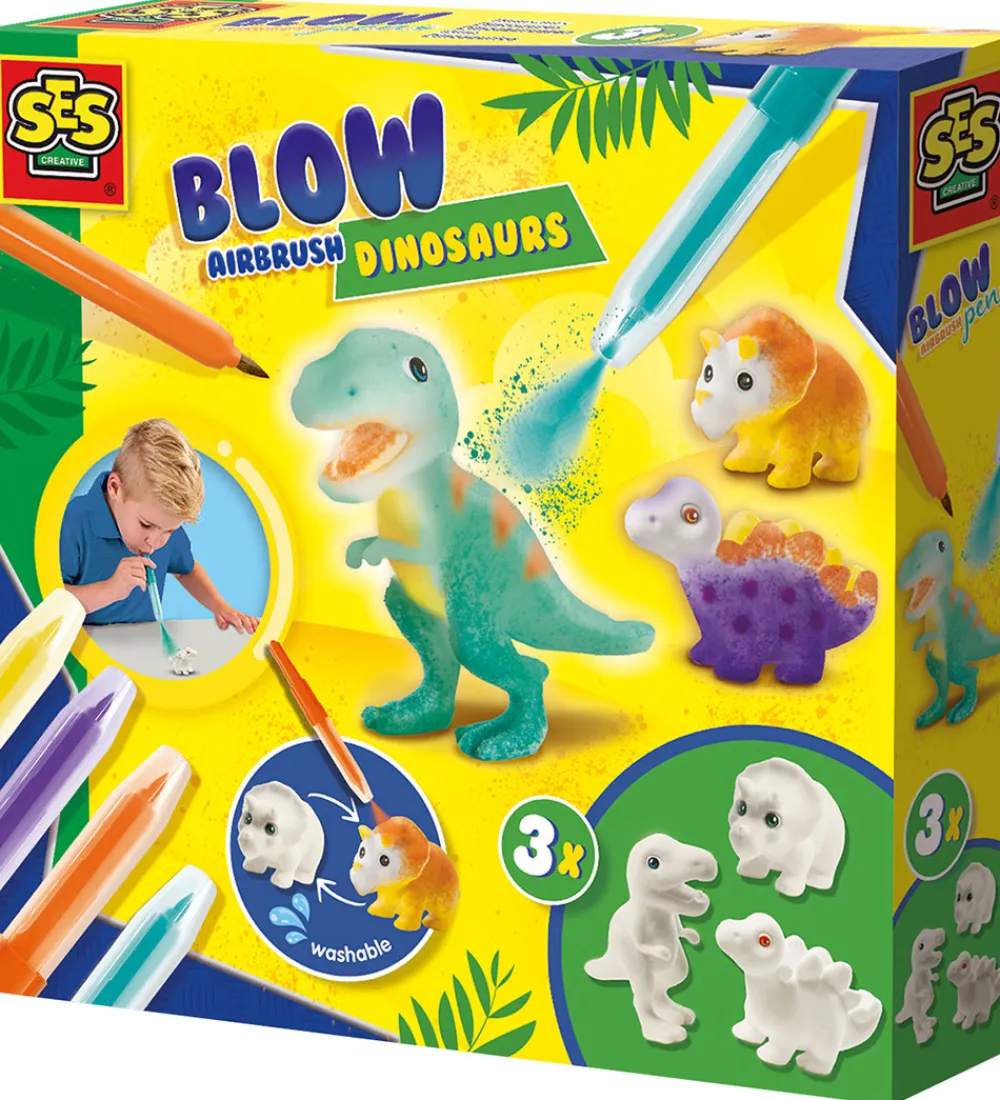SES Creative Tuscher Og Farver|Kreasæt*Kreasæt - Pustetuscher - Dinosaurer