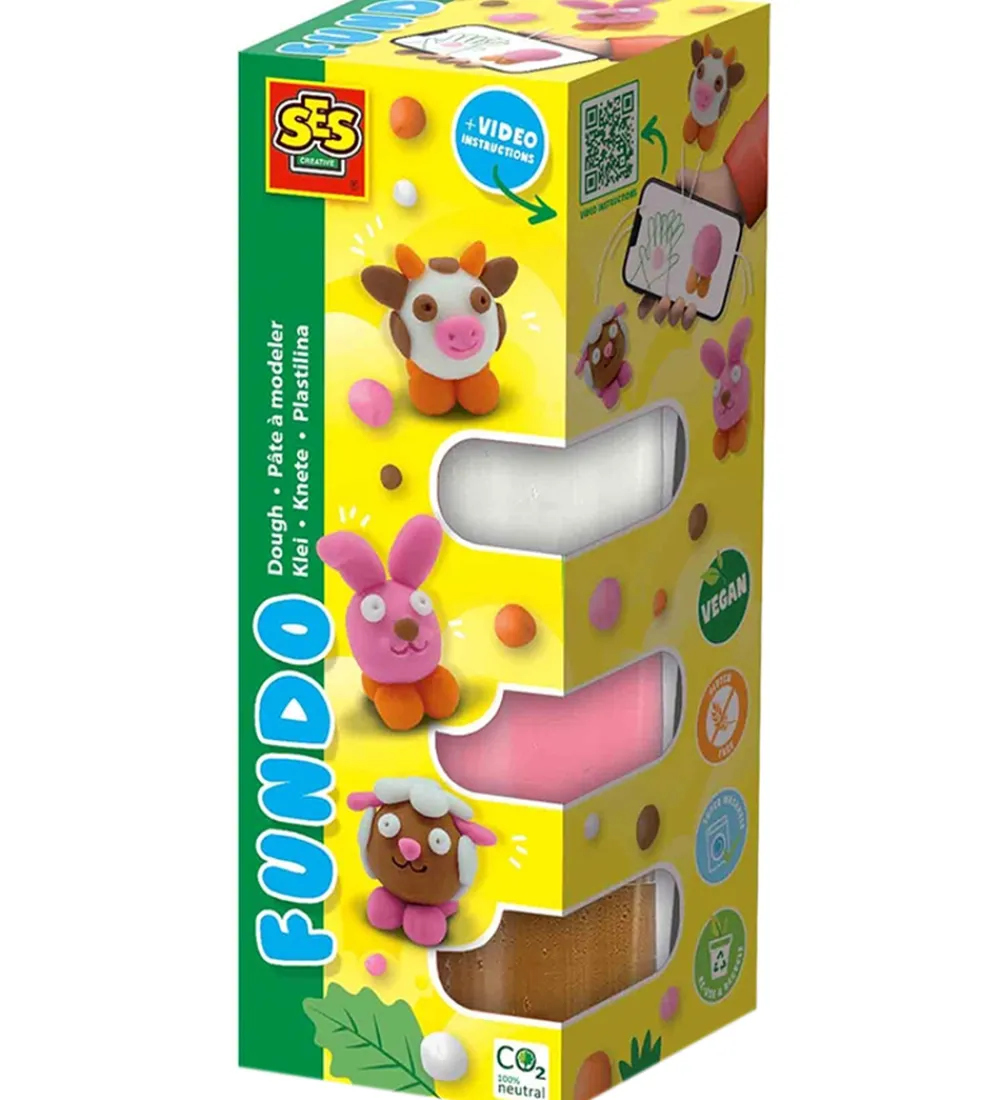 SES Creative Modellervoks*Modellervoks - 3x90gr/1x40g - FunDo Bondegårdsdyr