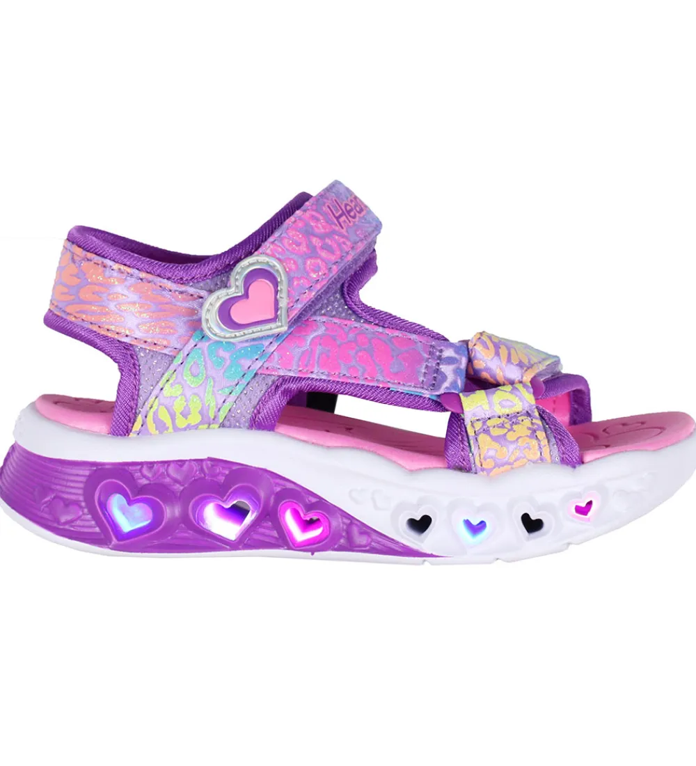Skechers Blinkesko*Sandaler m. Lys - Flutter Hearts - Lavender/Multi