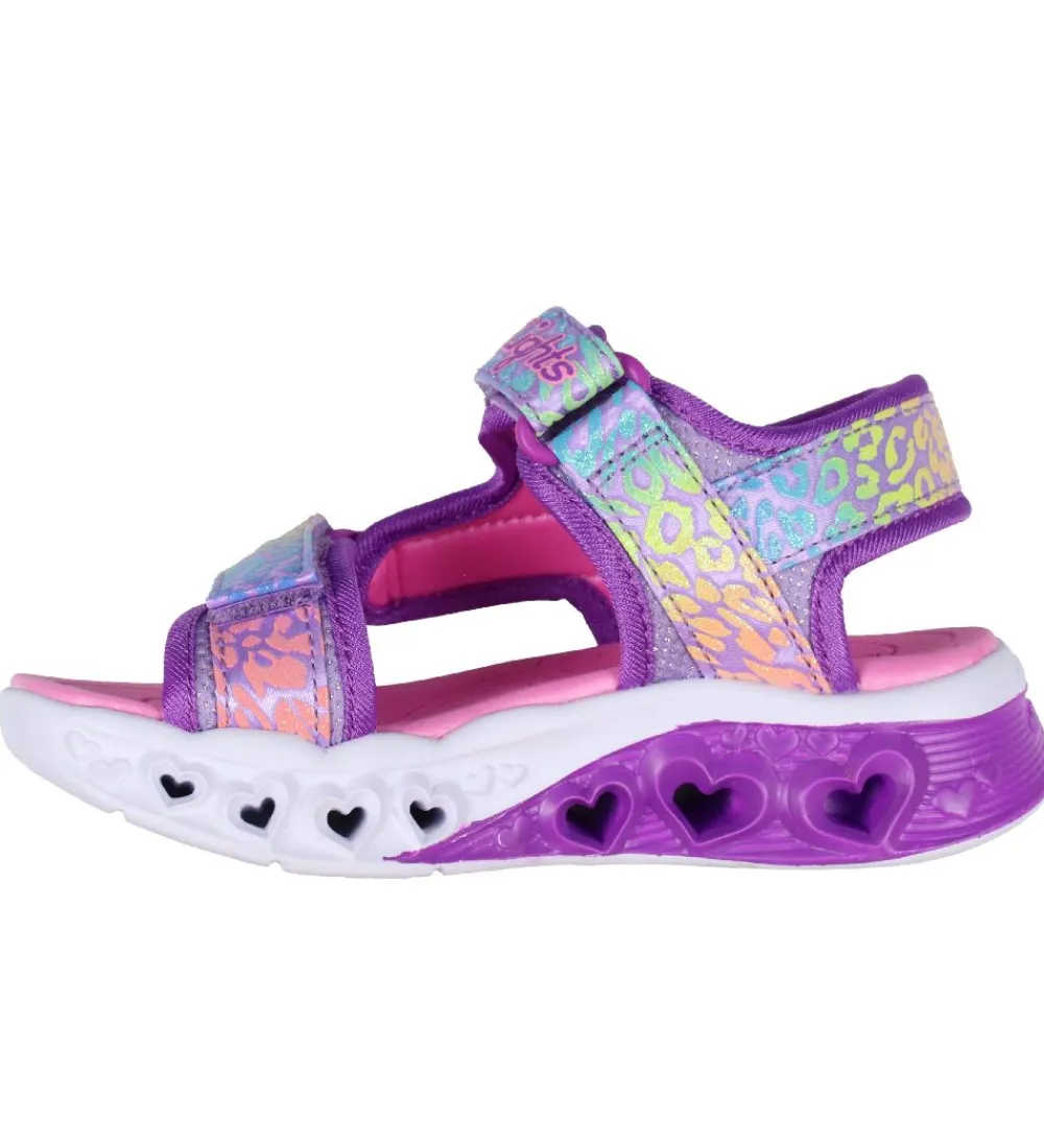 Skechers Blinkesko*Sandaler m. Lys - Flutter Hearts - Lavender/Multi