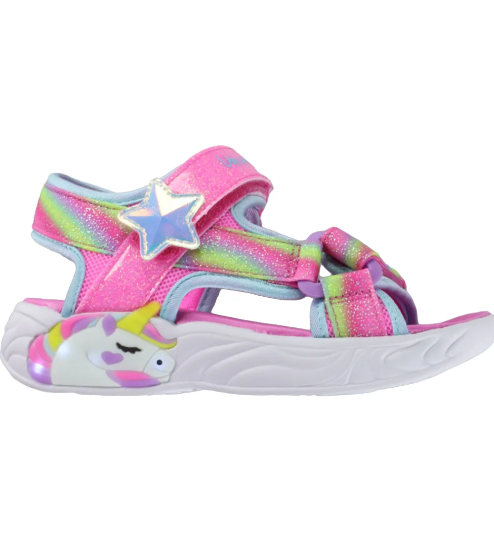 Skechers Blinkesko*Sandaler m. Lys - Unicorn Dreams - Pink/Multi