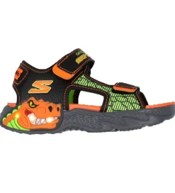 Skechers Blinkesko*Sandaler m. Lys - Creature Splash - Black/Orange