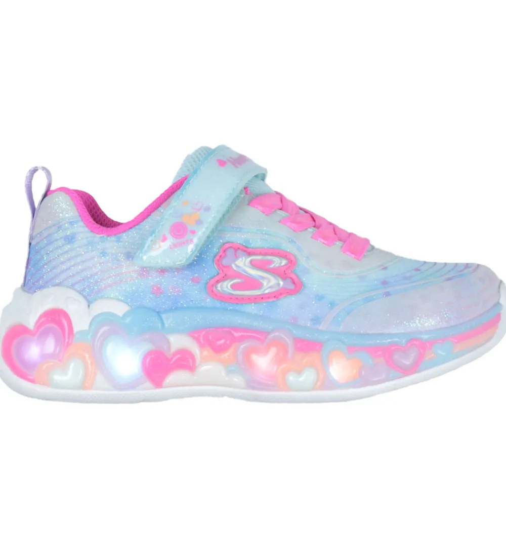Skechers Blinkesko*Sko m. Lys - Eternal Heart Lights - Lyseblå/Multi