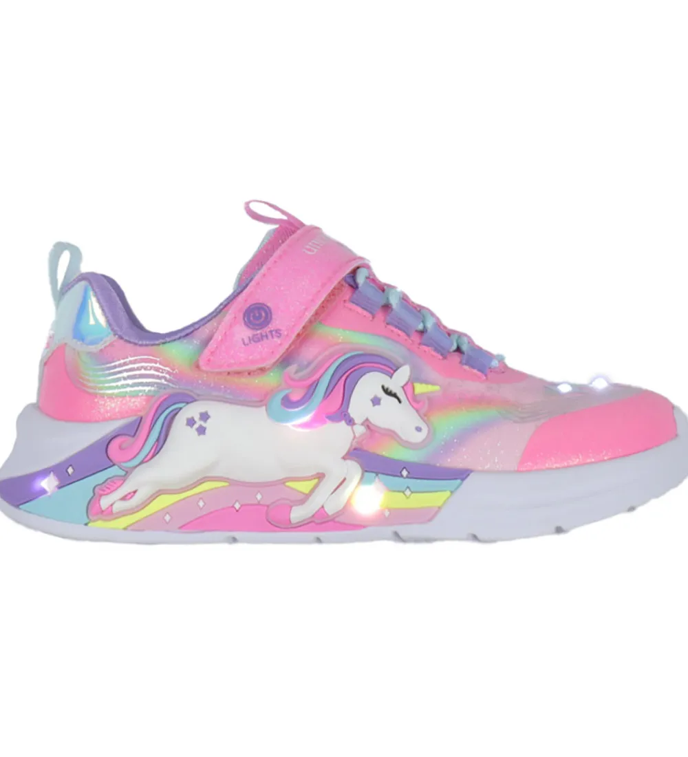 Skechers Blinkesko*Sko m. Lys - Unicorn Chaser - Pink/Multi