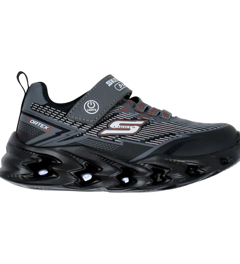 Skechers Blinkesko*Sko m. Lys - Vortex 2.0 - Black/Charcoal
